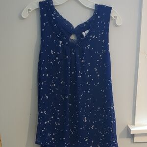 Elle Royal Blue Spotted Sleeveless Keyhole Camisole